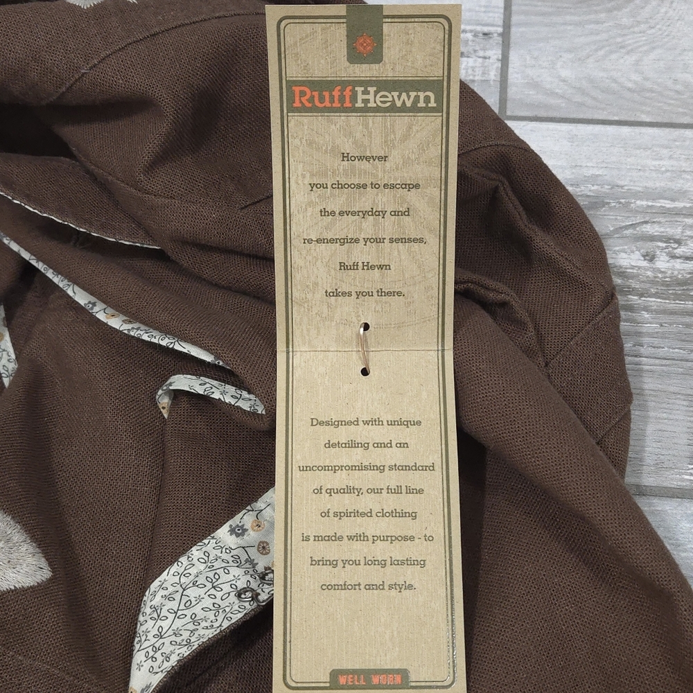 NWT Y2K RUFF HEWN Linen & Cotton Blend Embroidered Collarless Jacket - Picture 12 of 16